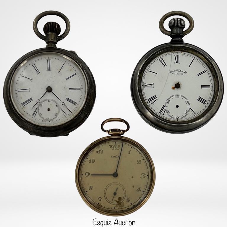 3 Antique Pocket Watches- Elgin, Waltham, 10k GF, (1 of 11)