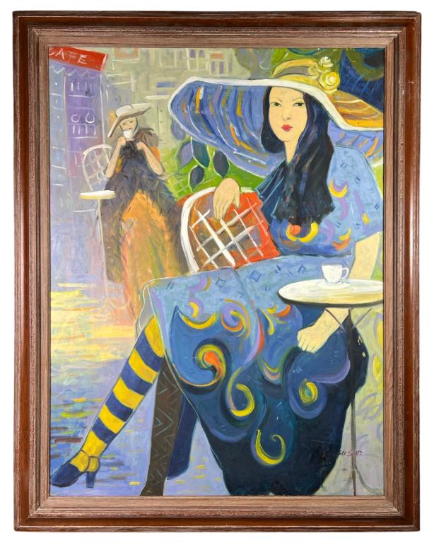 H. Susar- Lady in Hat Large Oil Painting (1 of 3)