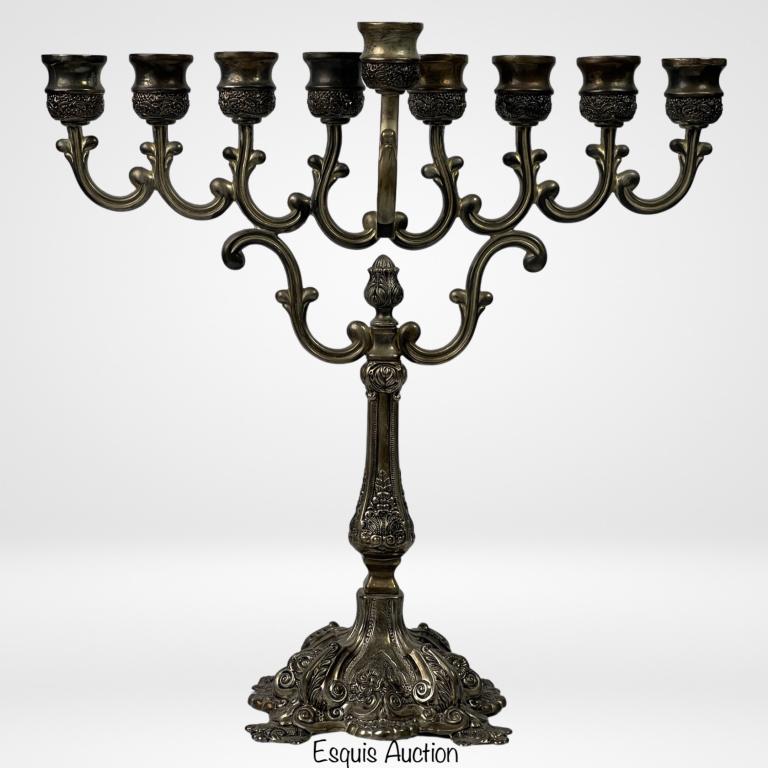 Antique Silver Plated Hannukah Judaica Menorah (1 of 6)