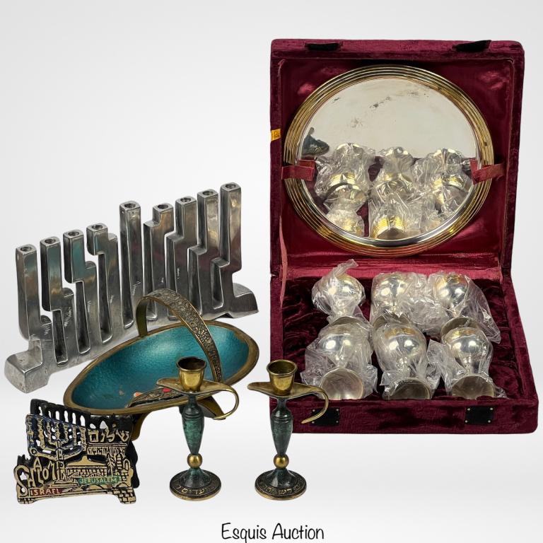 Jewish Objects Assortment- Menorah, Bowl, Goblets (1 of 10)