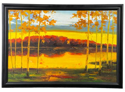 Bernard Lorjou- Autumn Landscape OilPainting: Bernard Lorjou (1908-1986, France). Autumn Landscape Oil on Canvas. Signed lower right corner. 39 1/2”x 25” framed. Good Condition.