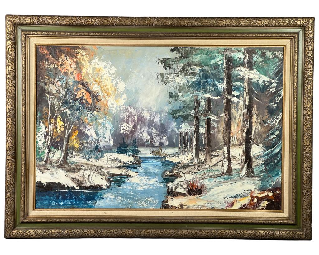 K. Jacobsen- Winter Landscape Oil Painting (1 of 3)
