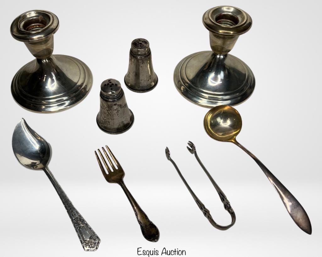 Sterling Silver Candlesticks, Spoons,S&P Shakers (1 of 7)