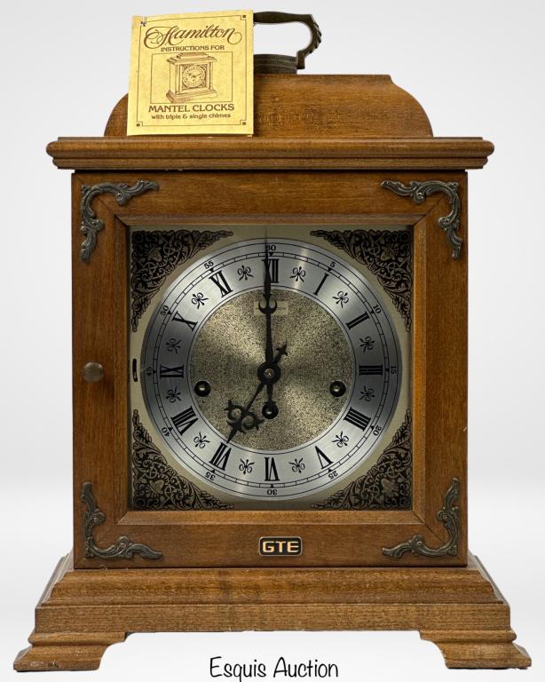 Hamilton Mantel Clock w/ Tripple & Single Chime: Hamilton "Wheatland" Mantel Clock with Tripple & Single Chime. 15" x 12". Mint/ near mint with originaltag. Works.