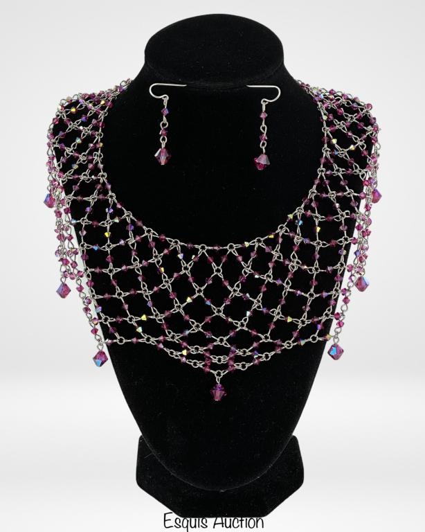 Genuine Swarovski AB Crystal Beads Bib Necklace (1 of 4)