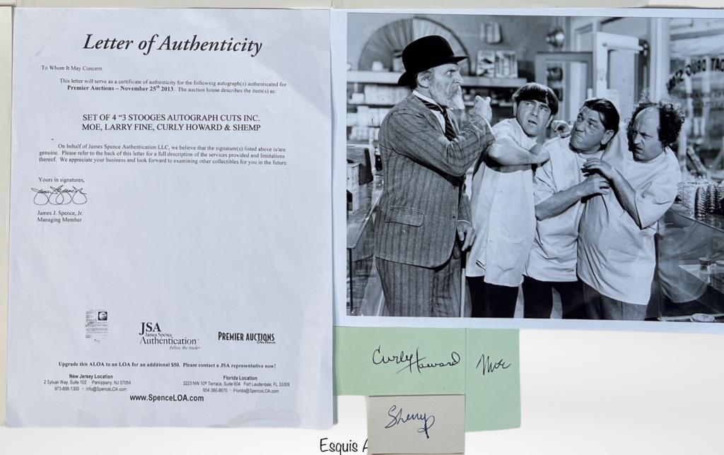 Set of 4 "3 Stooges" Autographs/ Signatures (1 of 7)