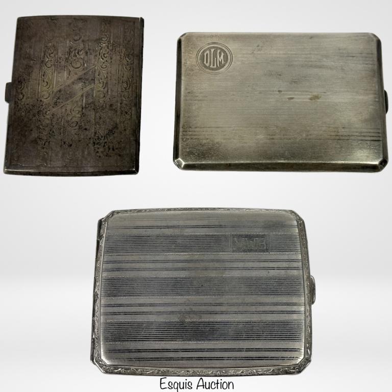 3 Vintage Silver Tone Cigarette Cases (1 of 8)