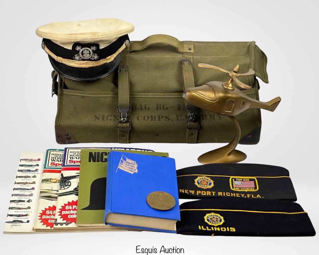 Military Collectibles- Hats, Books, Helicopter Mod (1 of 9)