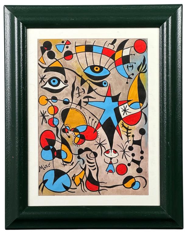 Joan Miro (in style) Abstract Drawing signed Miro (1 of 4)