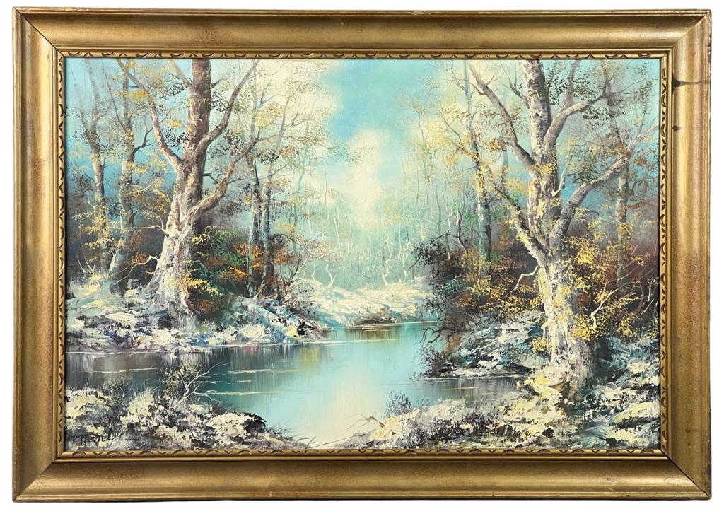 Hunter- Winter Forest Landscape Oil Painting (1 of 3)