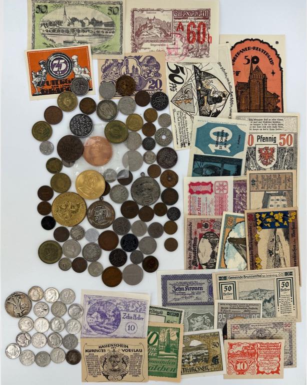 Lot of US & World Coins & German Notgeld Notes (1 of 7)