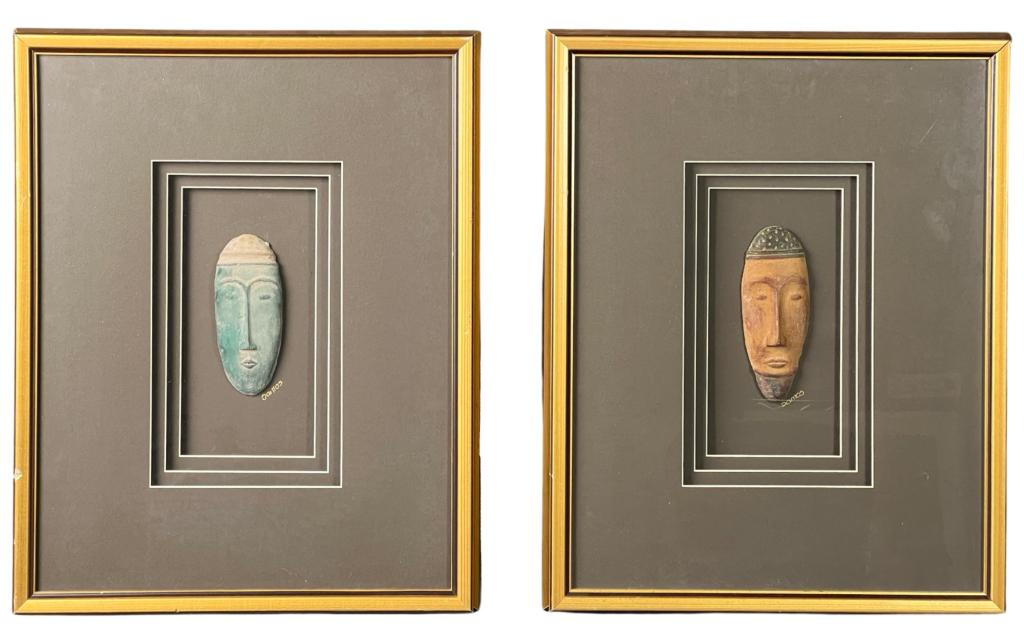Pair of Vintage Framed African Lukwakongo Masks (1 of 6)