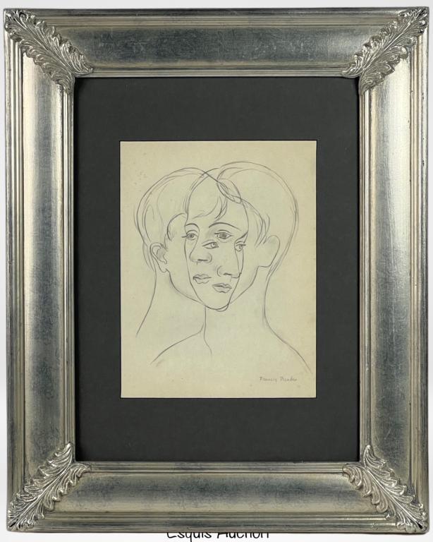 Francis Picabia- "Sans Titre" Pencil Drawing: Pencil Drawing/ Sketch on Paper in style (?) Francis Picabia (1879- 1953, New York / France). Signed lower right corner. "Museo Thyssen-Bornemisza stamp on verso. 21" x 17" framed. Good Condition., so