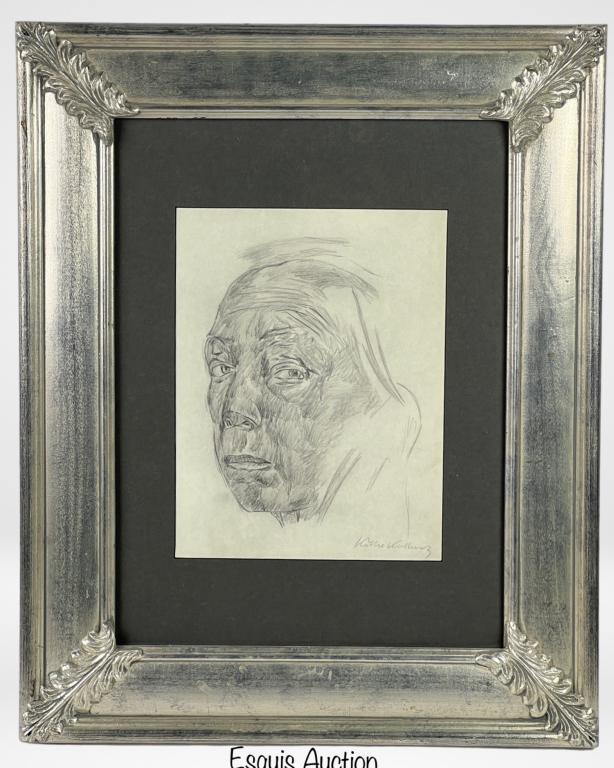 Kathe Kollwitz (in style) Self Portrait Drawing (1 of 4)