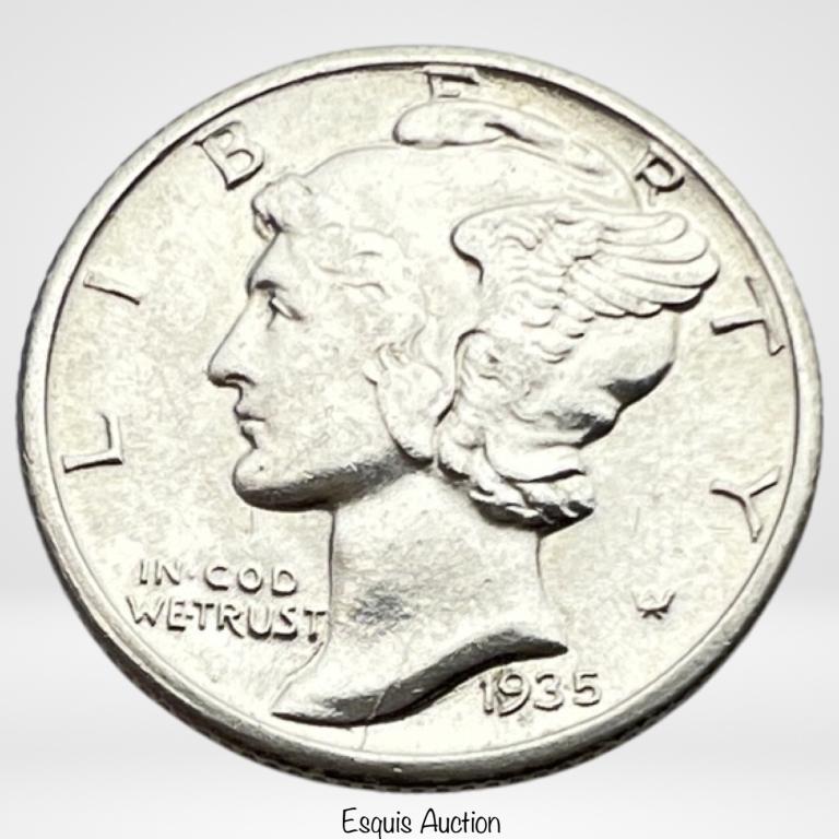 1935 MS64 US Mercury Dime Coin with Full Bands (1 of 2)