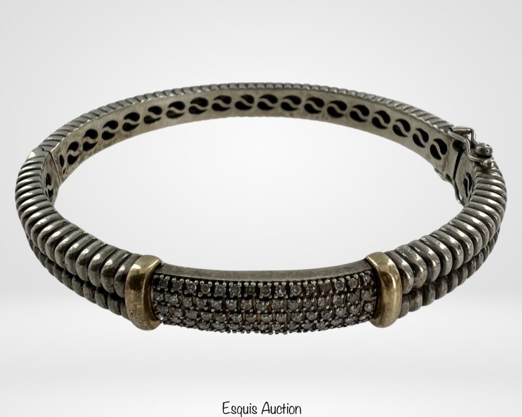 14k Gold, Diamonds & Sterling Silver Bracelet (1 of 6)