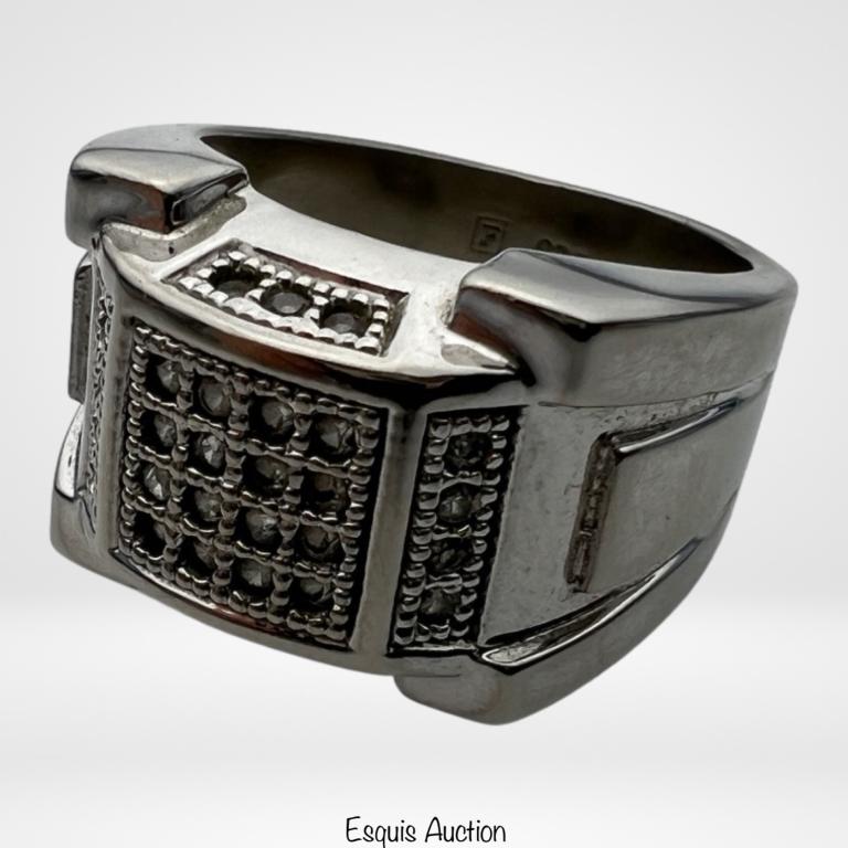 Massive Men's Sterling Silver  Ring w/ Stones (1 of 4)