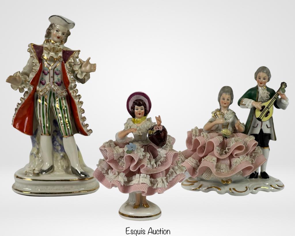 Dresden Porcelain Lace Victorian Couples Figurines (1 of 8)