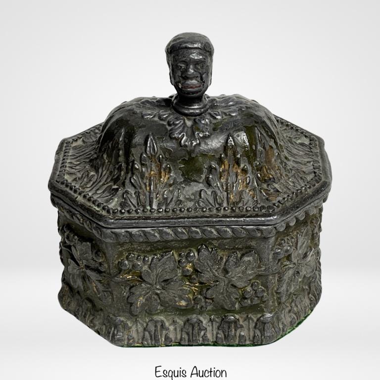 Antique Lead Tobacco Jar w/ African Slave Head (1 of 7)