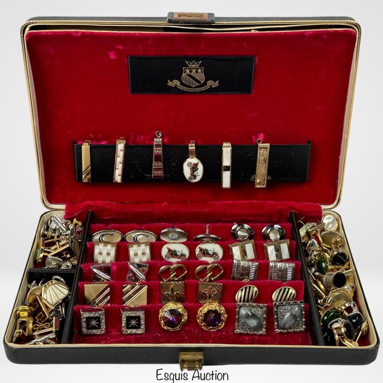 Gentlemen's Jewelry- Box with Cufflinks & Tie Clip (1 of 4)