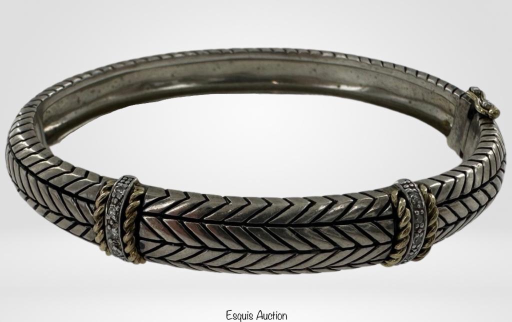 14k Gold, Diamonds & Sterling Silver Bracelet (1 of 6)