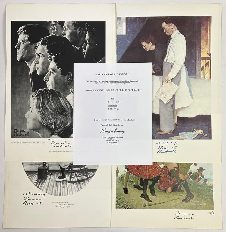 Norman Rockwell Set of 4 Signed Art Book Pages (1 of 6)