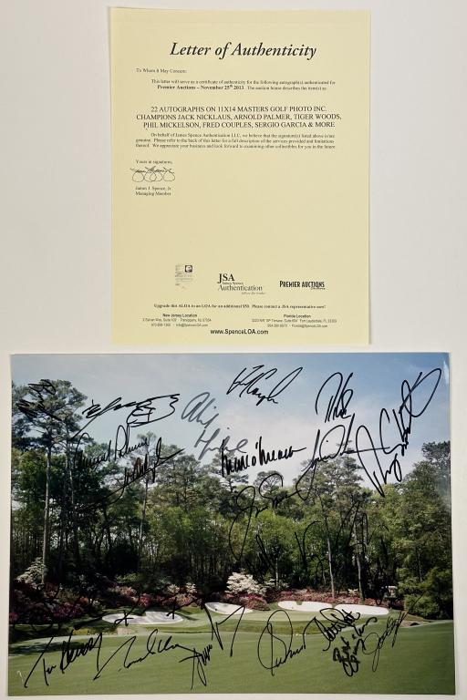 Golf Legends- 22 Autographs on Masters Golf Photo (1 of 6)