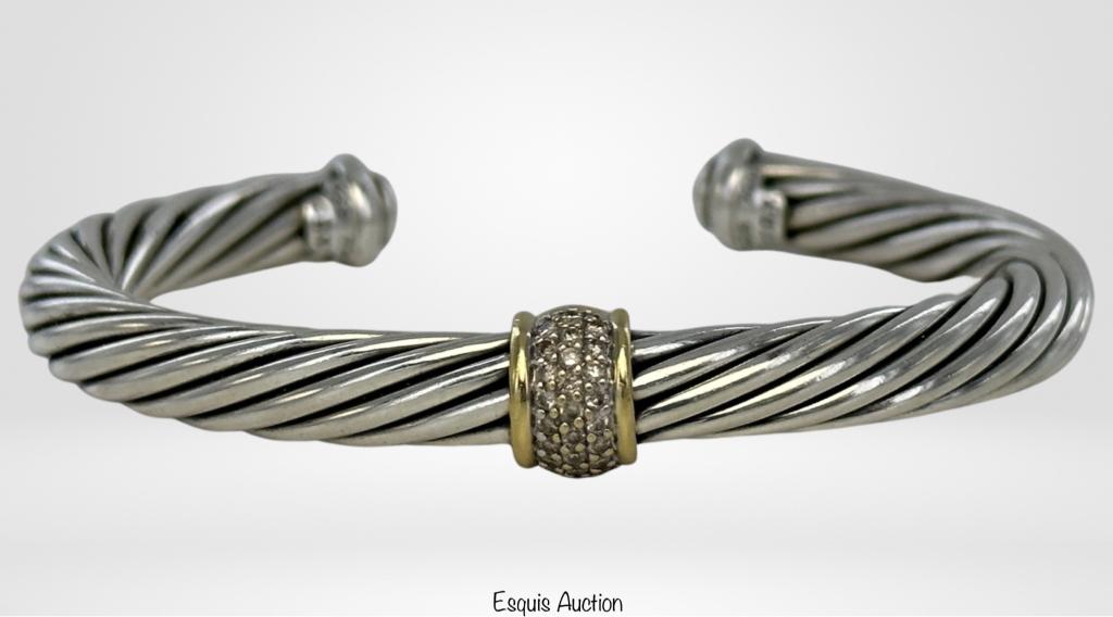 David Yurman 18k Gold & Sterling Diamond Bracelet (1 of 5)