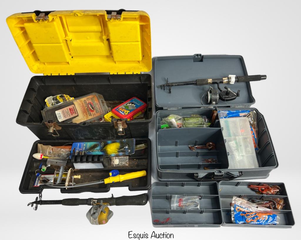 Vintage Fishing Tackle Boxes w/ Telescopic Rods (1 of 7)