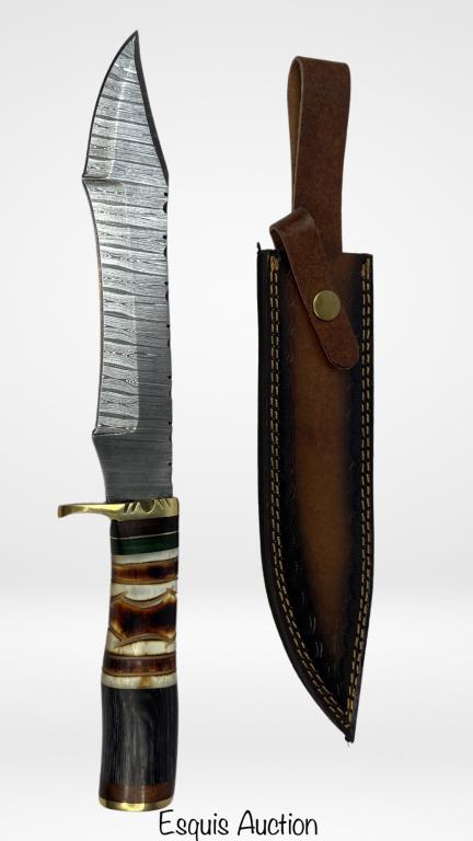 Handmade Forged Damascus Steel Hunting Bowie Knife (1 of 4)