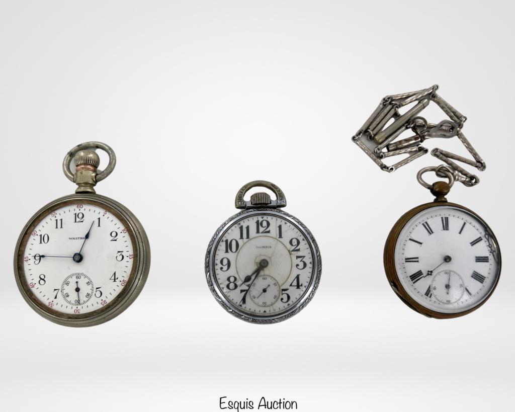 Lot of 3 Antique Pocket Watches- Illinois, Waltham (1 of 11)