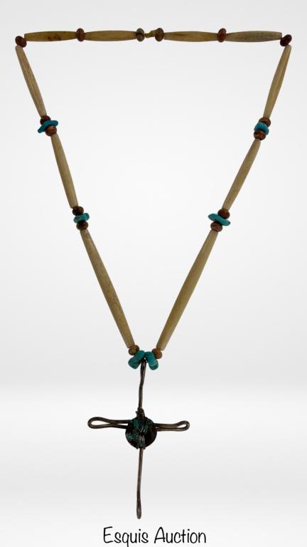 Native American Necklace with Sterling Cross (1 of 3)