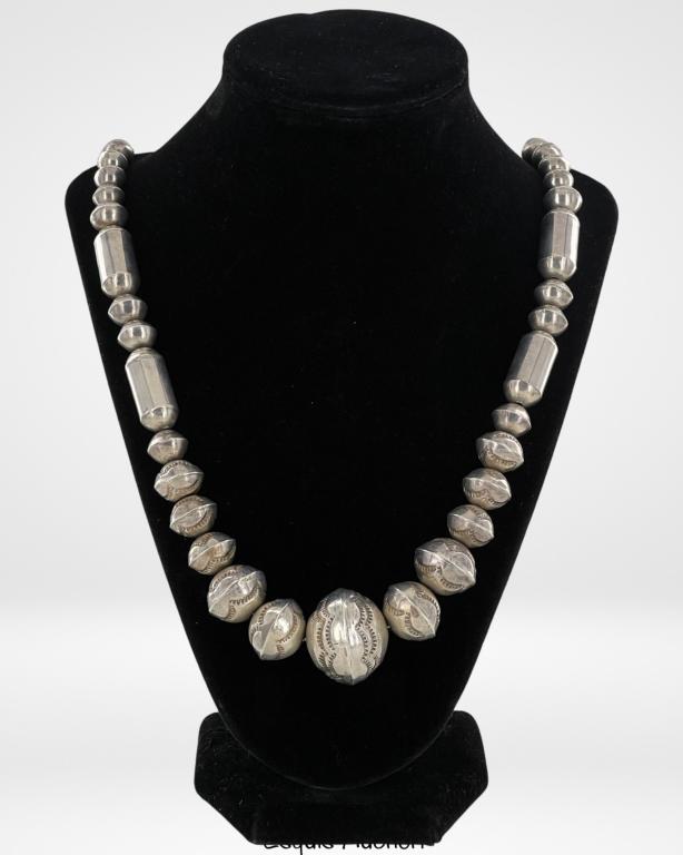 Hand Hammered Sterling Silver Navajo Necklace (1 of 3)