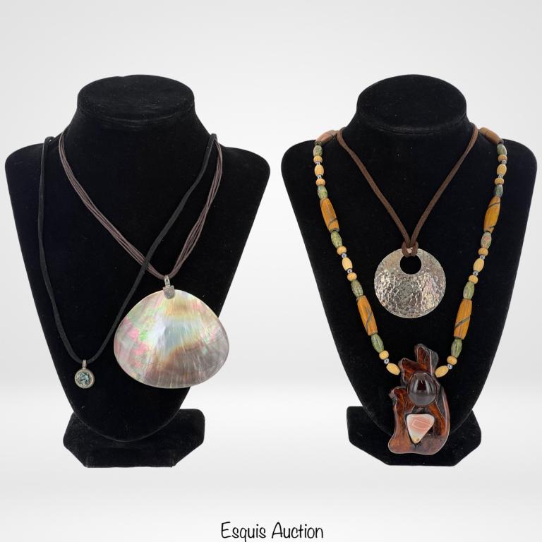 Sterling Silver, Wood & Stone Necklaces (1 of 9)