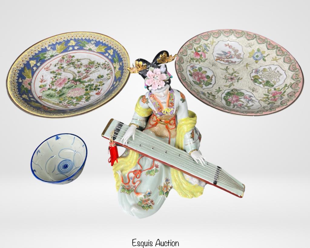 Vintage Chinese/ Asian Chargers/ Girl Figurine/ Bo (1 of 9)