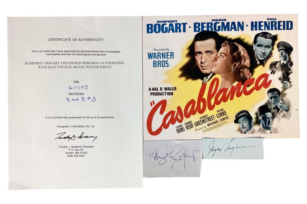 Humphrey Bogart & Ingrit Bergman Autographs (1 of 5)