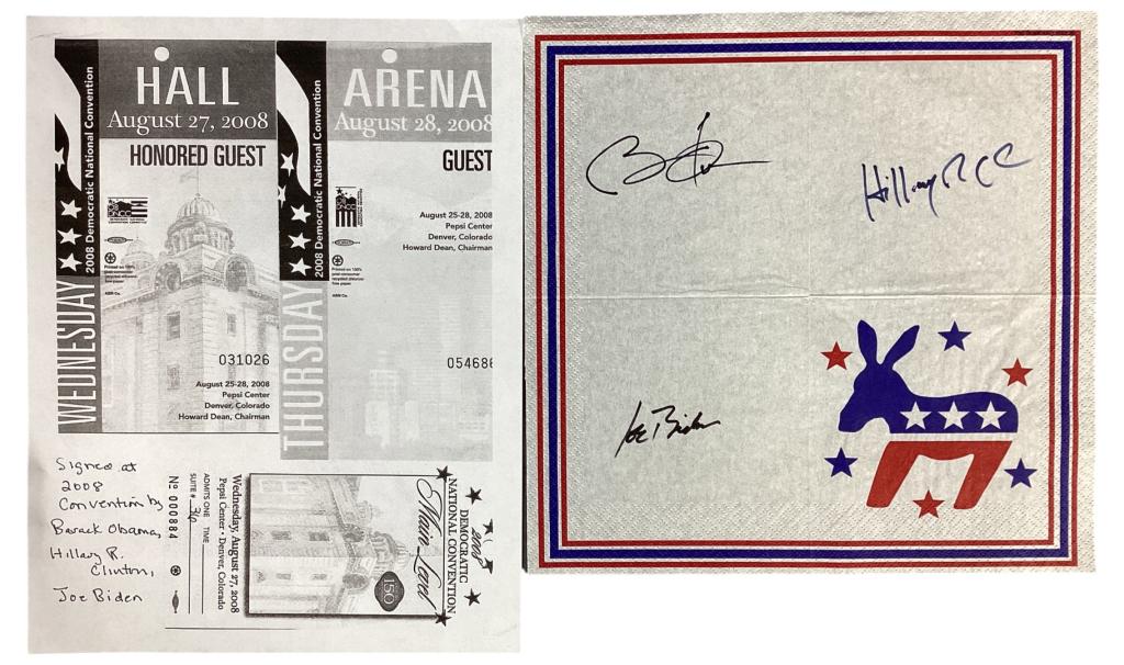 Barack Obama, Joe Biden, Clinton Signed Napkin (1 of 6)