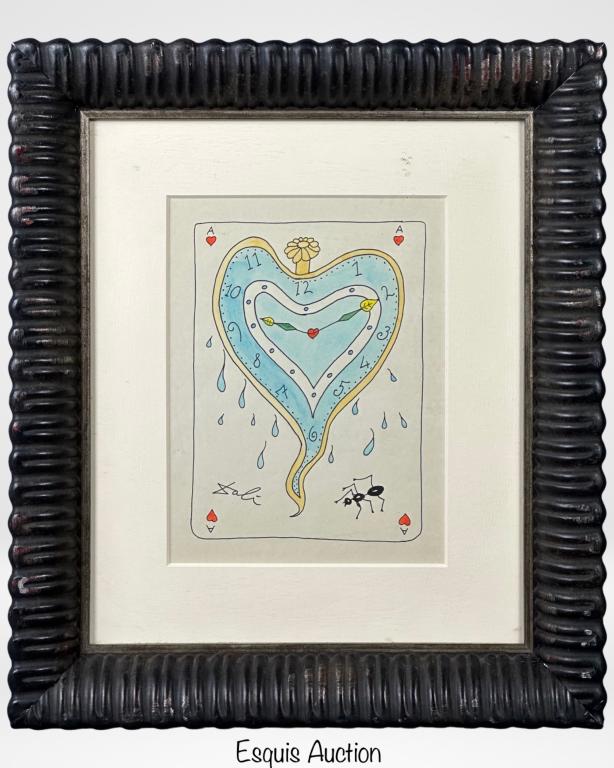 Salvador Dali (in Style) Surrealistic Drawing: Surrealist Drawing in style of Salvador Dali (1904 -1989 /France, Spain). Watercolor on Paper, signed Dali lower left corner. Measures 21" x 18" framed. Good Condition.