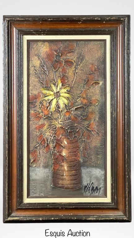 Unknown Artist- Floral Arrangement MCM Painting (1 of 3)
