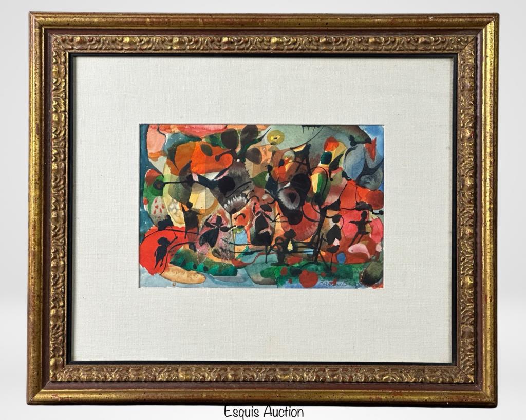 Rainey Bennett- 1964 Modernist Abstract Watercolor (1 of 4)