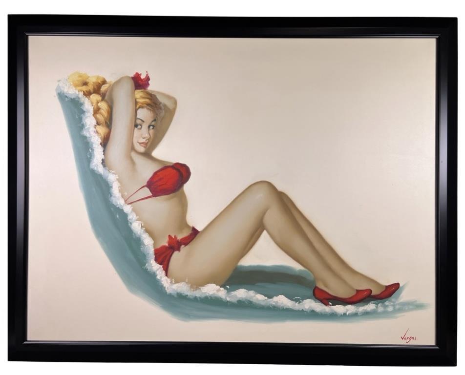 Alberto Vargas (in style) Pin Up Girl Oil Painting (1 of 3)