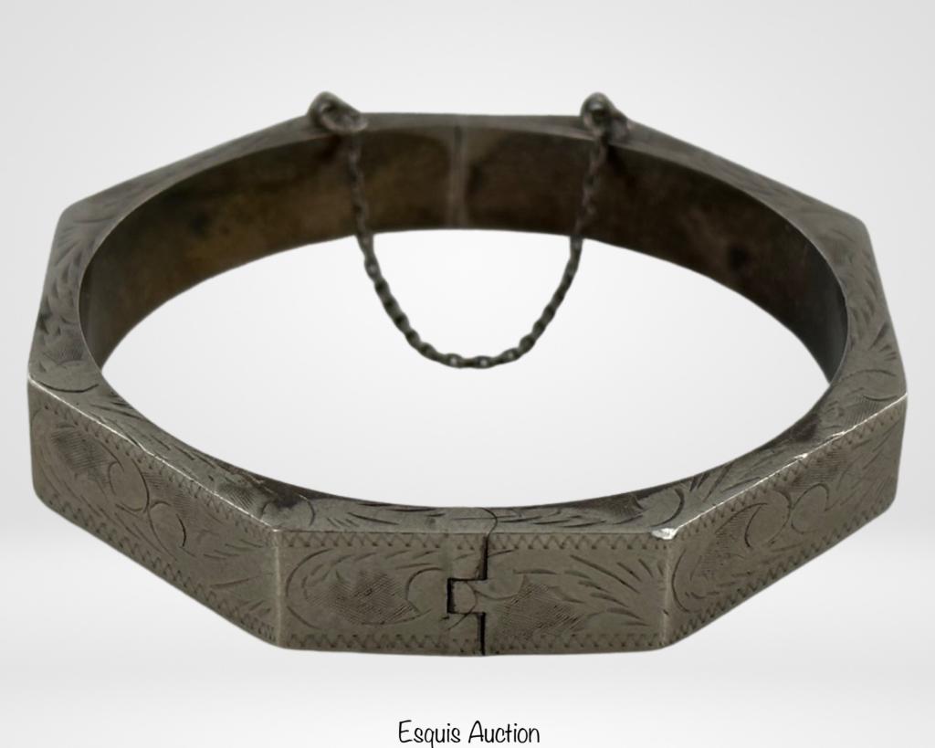 Sterling Silver Rectangular Ornate Bracelet (1 of 4)