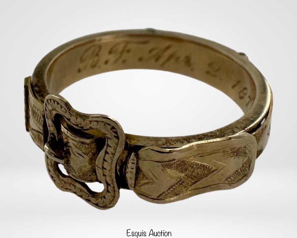 Antique 14k Gold Ladies Belt Buckle Ring (1 of 5)