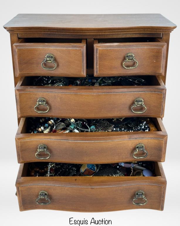 Vintage Costume Jewelry Lot in Wooden Box (1 of 6)