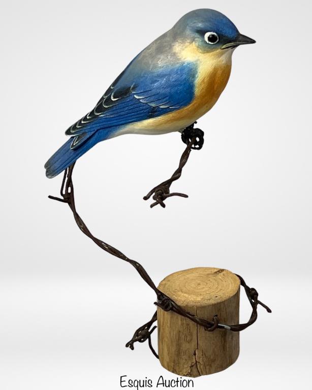 Birdhug Studios- Life Size Bluebird Bird Wood Carv (1 of 5)