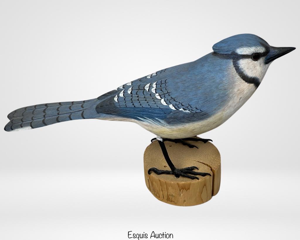 Birdhug Studios Blue Jay Bird Wood Carved Sculptur (1 of 4)