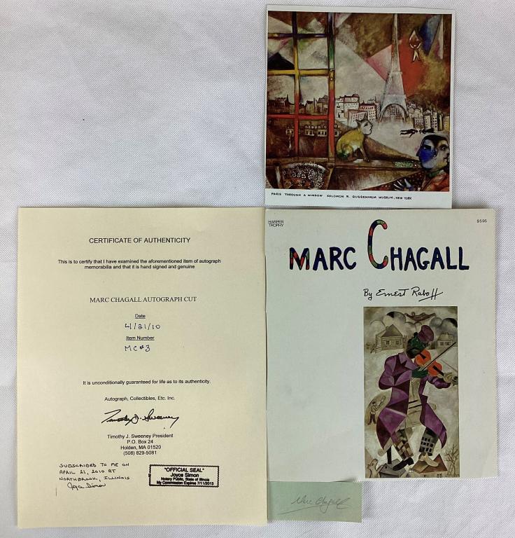 Marc Chagall Autograph/ Signature w/ Art Book Page (1 of 3)