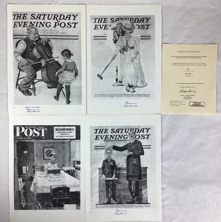 Norman Rockwell Set of 4 Signed Art Book Pages (1 of 10)