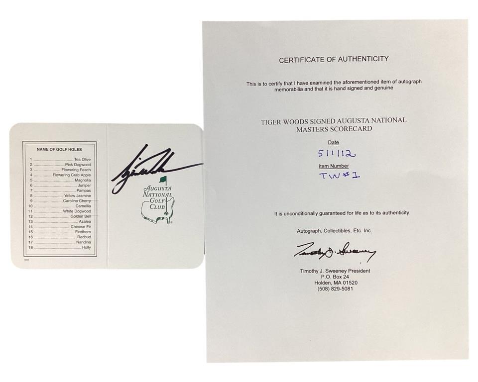 Tiger Woods Signed Augusta National Masters Scorec (1 of 4)