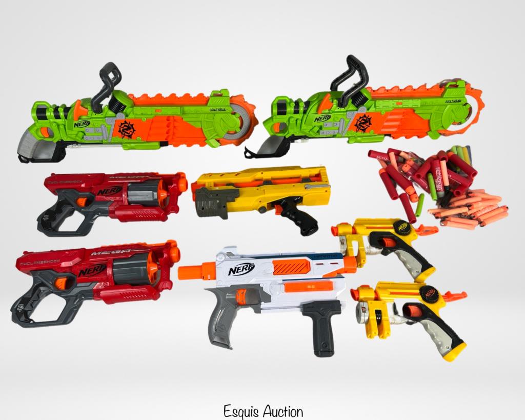 Nerf Cyclonshock & Mediator Darts Blasters/ Toy Gs: Nerf Cyclonshock & Mediator Darts Blasters/ Toy Guns. Appear to be in good condition.